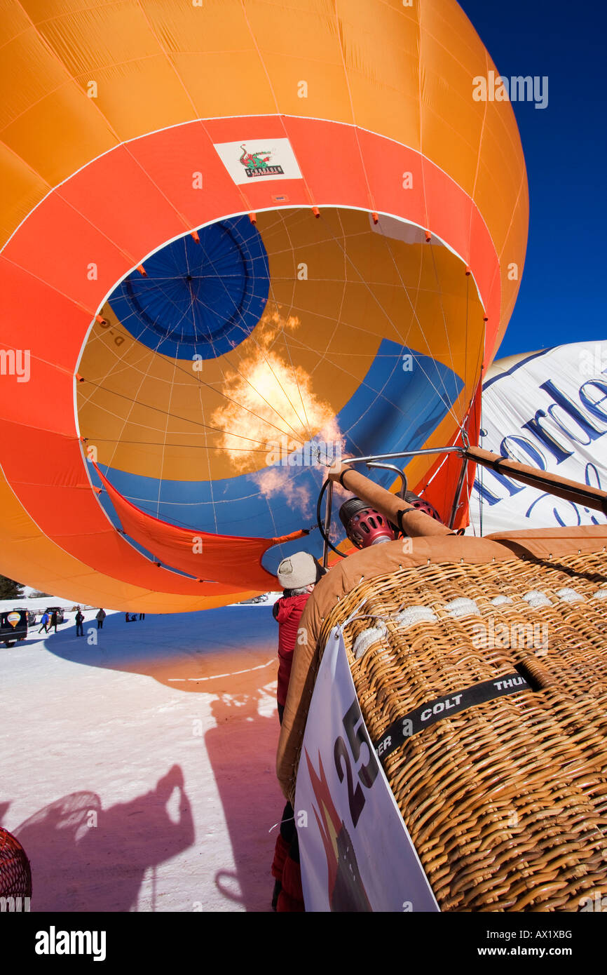 Hot air balloon taking off, Filzmoos, Salzburg, Austria, Europe Stock Photo