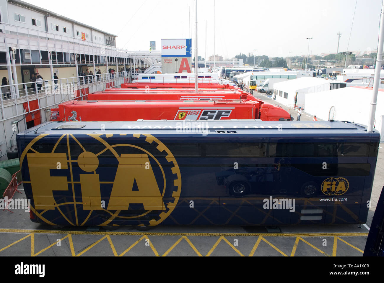 FIA Truck in Paddock at Formula One testing sessions Stock Photo