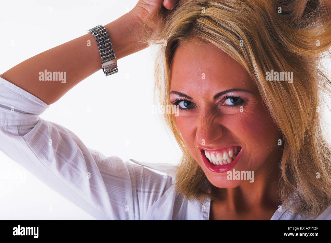 Woman gets furious Stock Photo