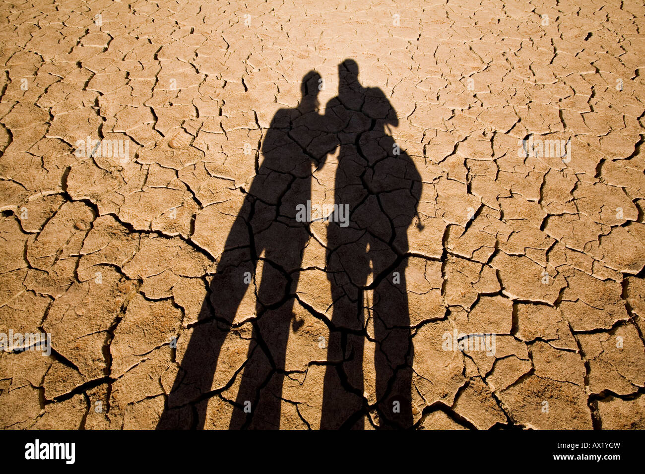 Parched earth and shadows, Sossusvlei, Namibia, Africa Stock Photo