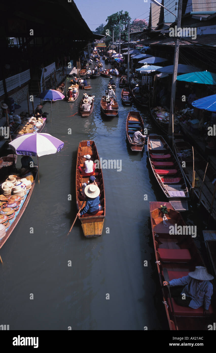 Arial view of the Floating Market in Bangkok Stock Photo