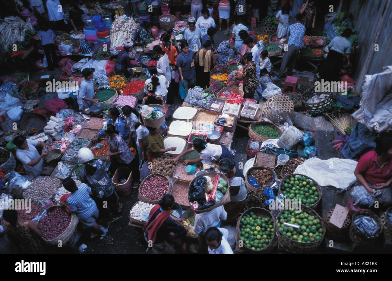 Arial view of Balinese market Stock Photo