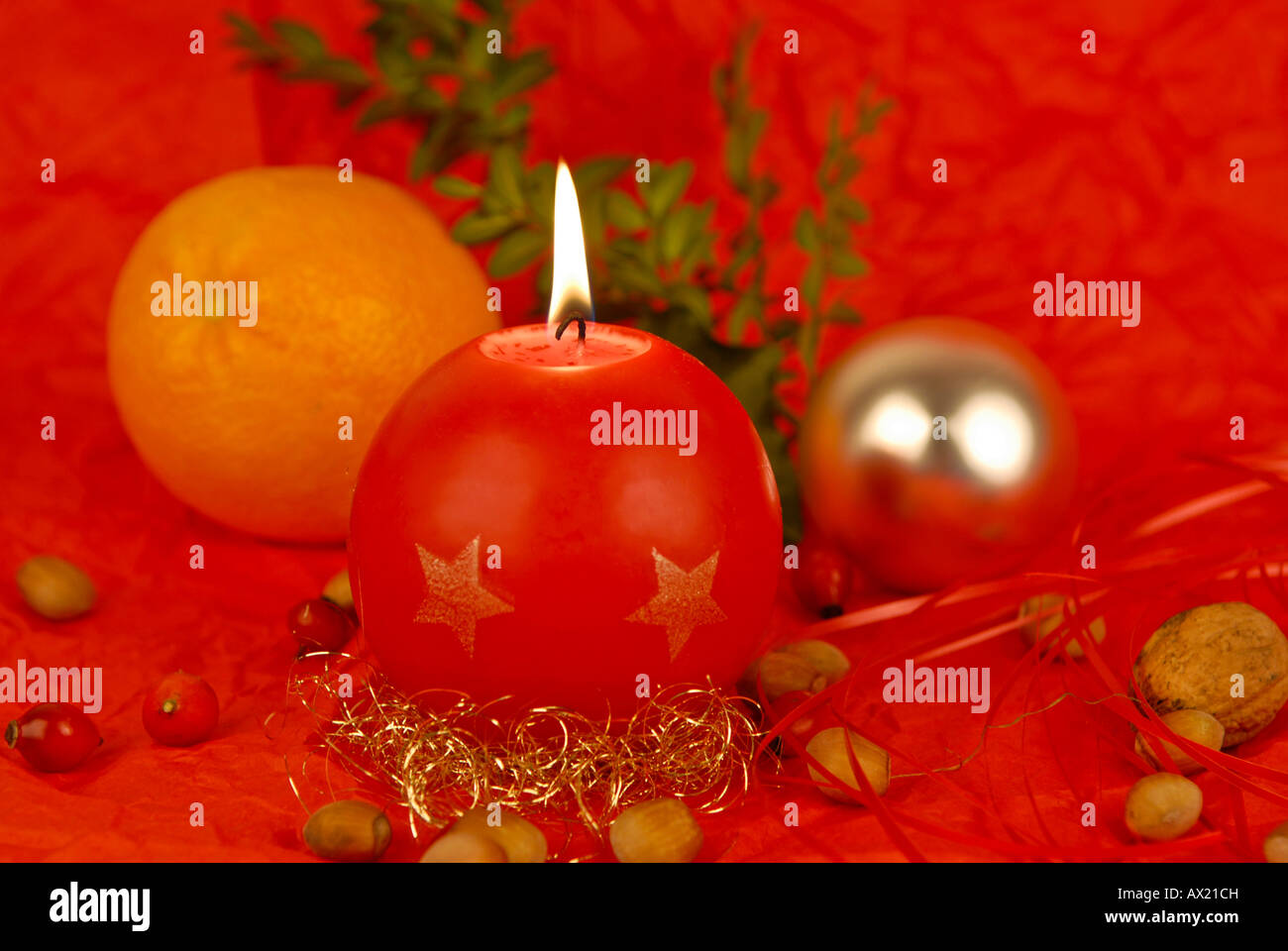 Christmas mood with candle Stock Photo