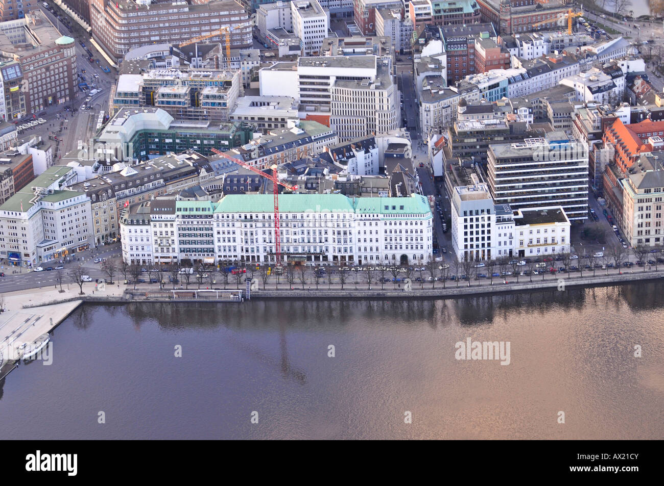 View of the Binnenalster lakes and the Four Seasons Hotel in Hamburg, Germany, Europe Stock Photo