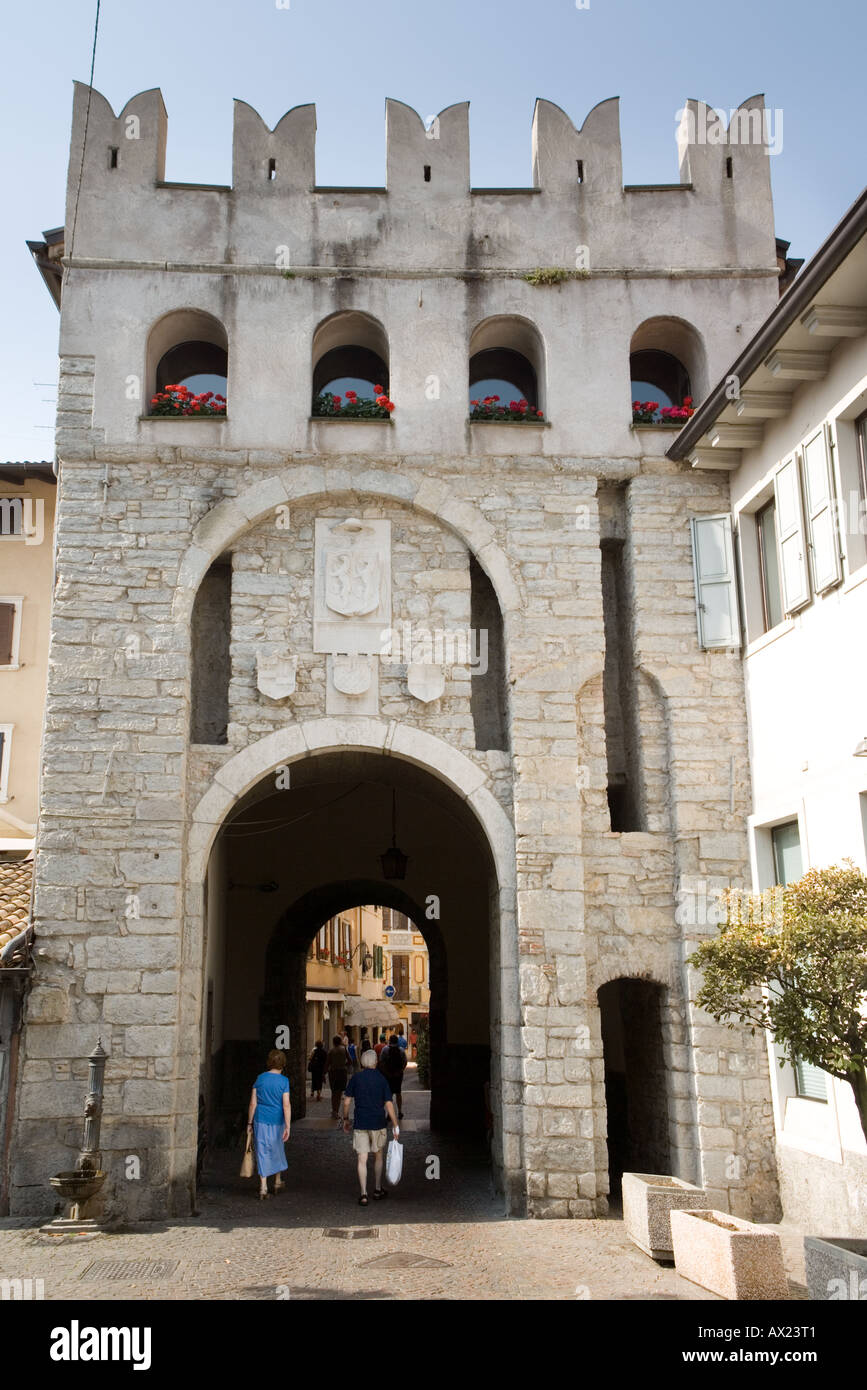 Fortified castellated gate Riva del Garda Lake Garda Veneto Italy Stock Photo