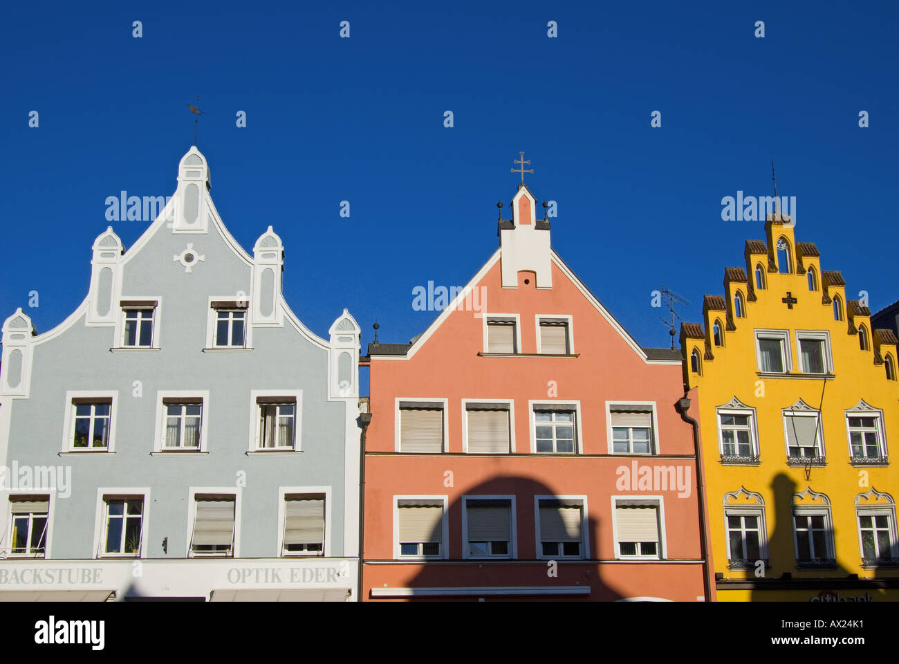 Landshut, Bavaria, Germany. House facades on Altstadt (the main street