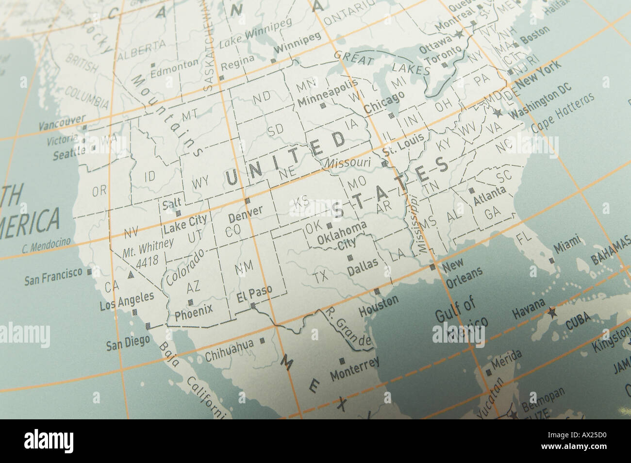 Map of globe of north america hi-res stock photography and images - Alamy