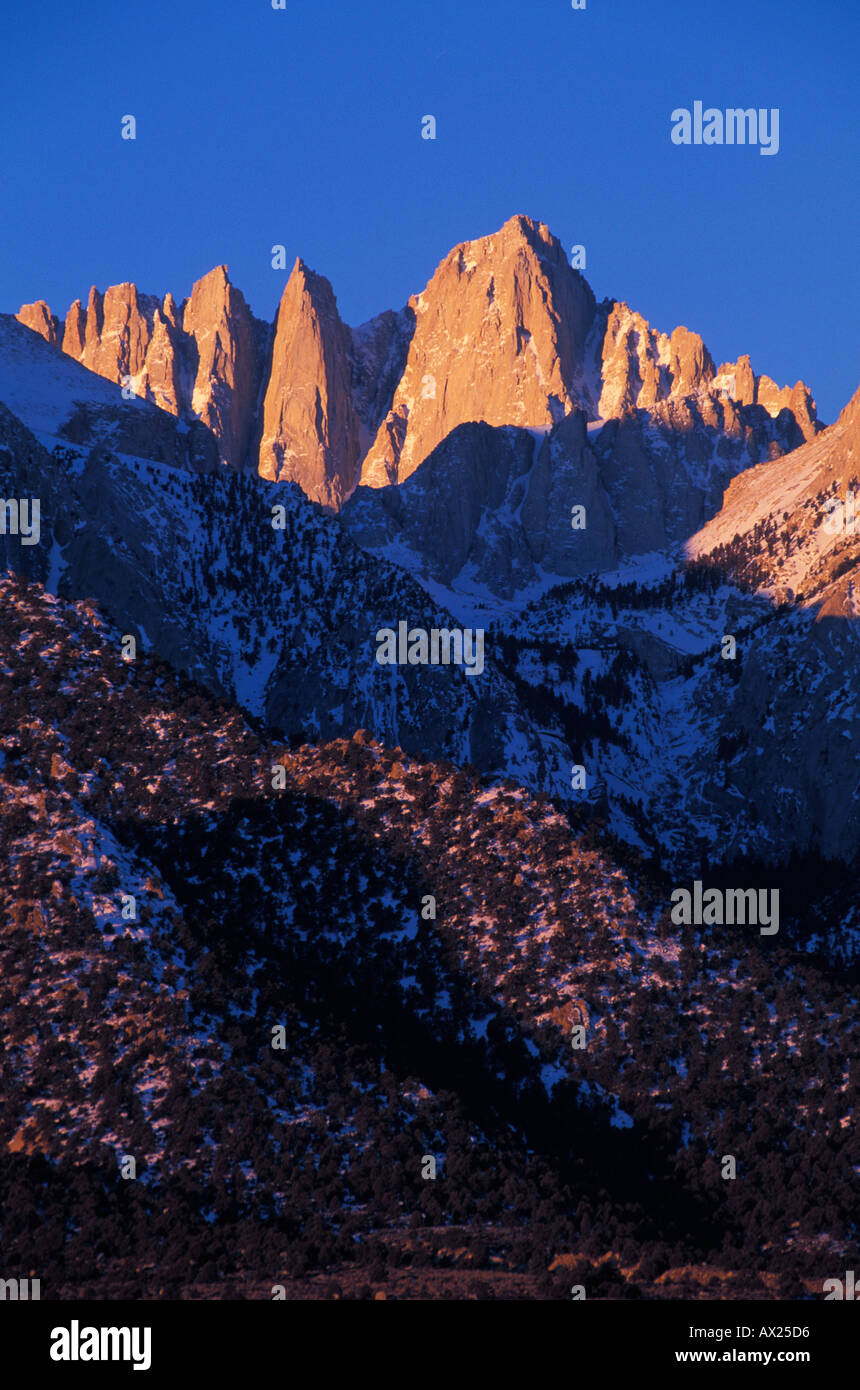 USA California Mt Whitney highest mountain in lower 48 states dawn