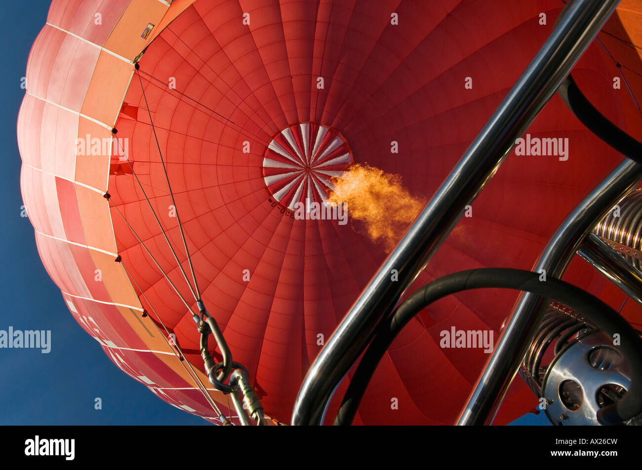 Flame and propane burner of a hot air balloon Stock Photo Alamy