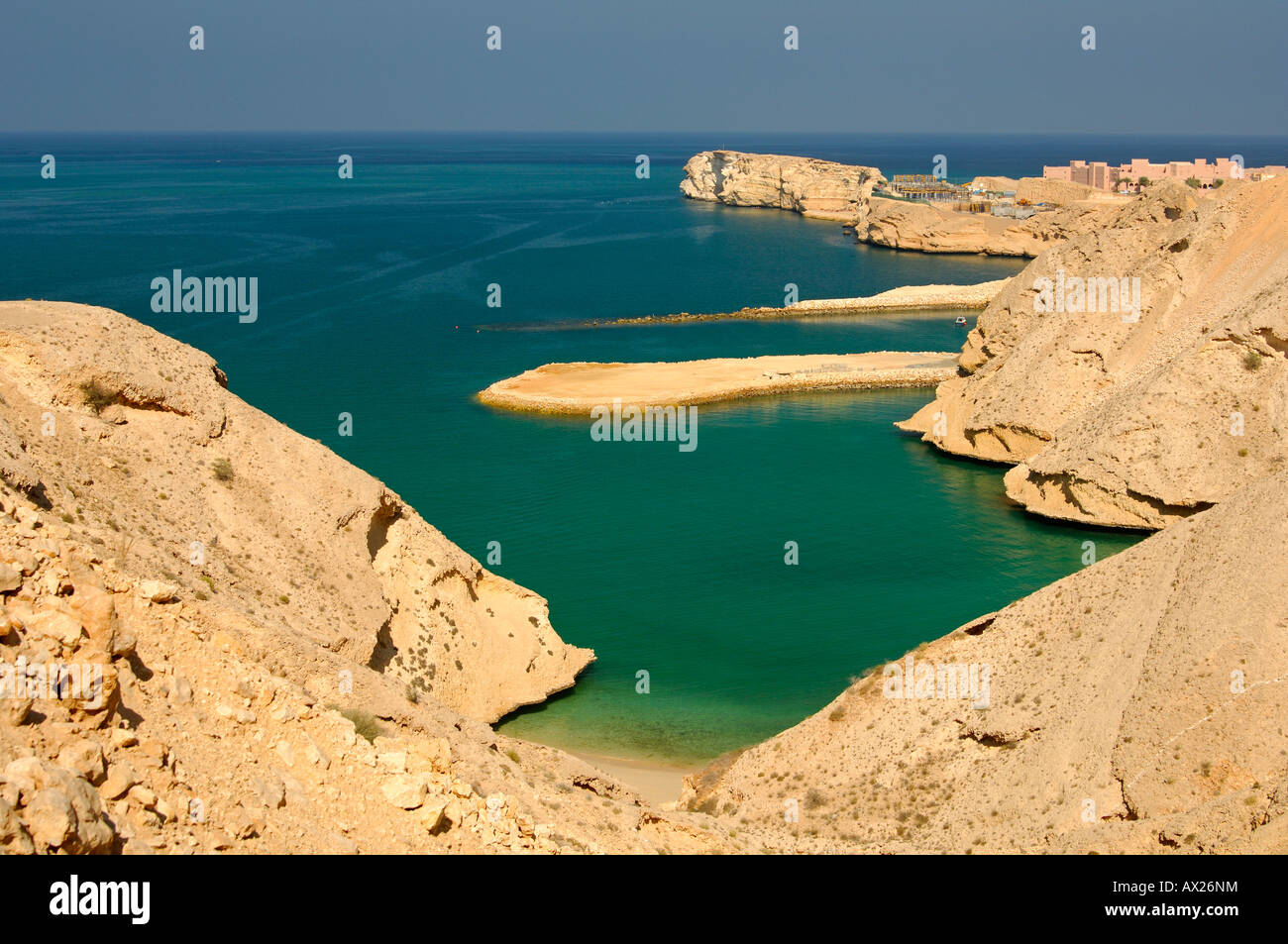 Bay of Barr Al Jissah, Muscat, Sultanate of Oman Stock Photo