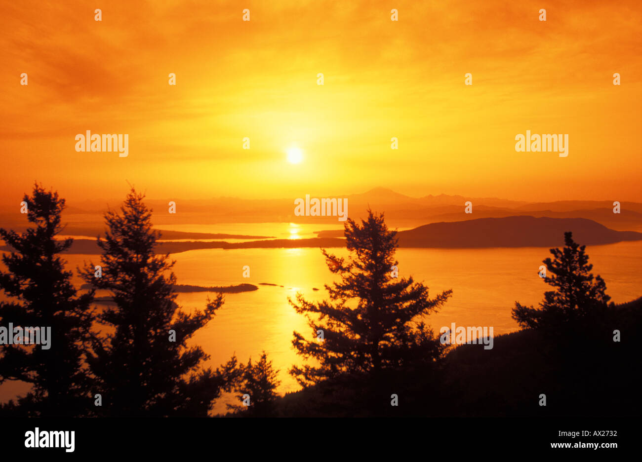 USA Washington State San Juan Islands Orcas Island sunrise from Mt