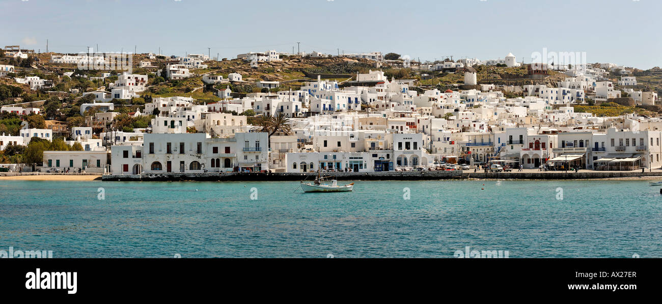 Historic centre and the harbour, Chora, Mykonos, Greece, Europe Stock Photo