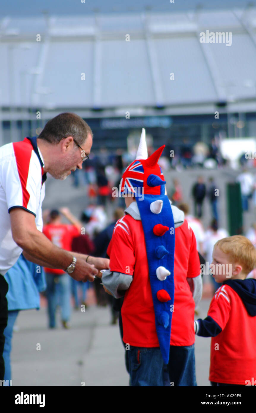 England fans outside the city of manchester stadium the match hires