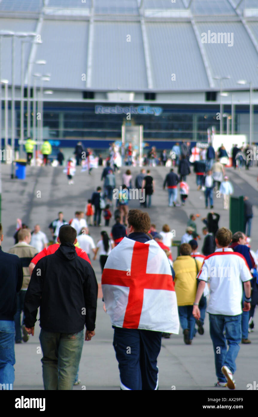 England fans outside the city of manchester stadium the match hires