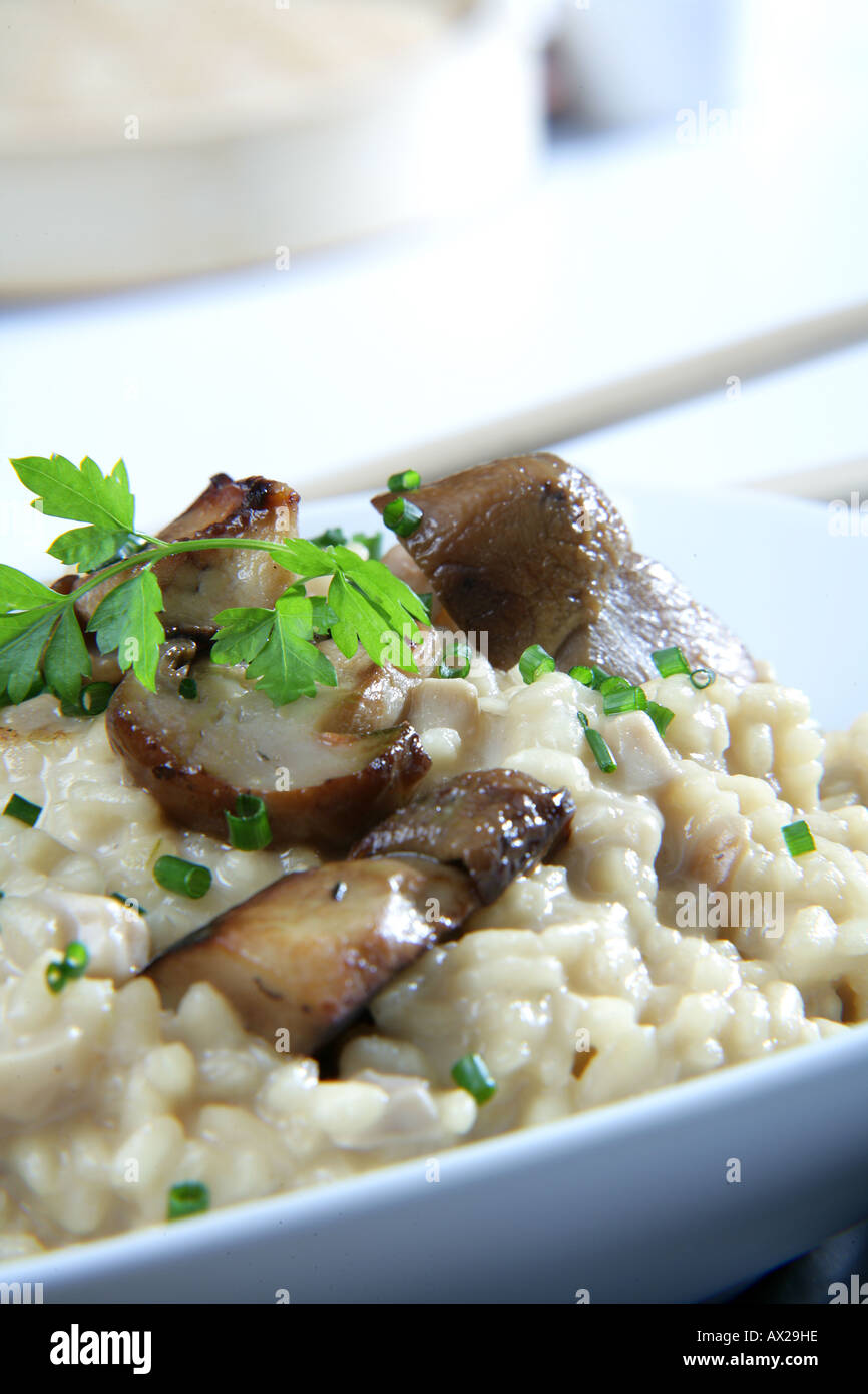 Wild mushrooms risotto Stock Photo Alamy