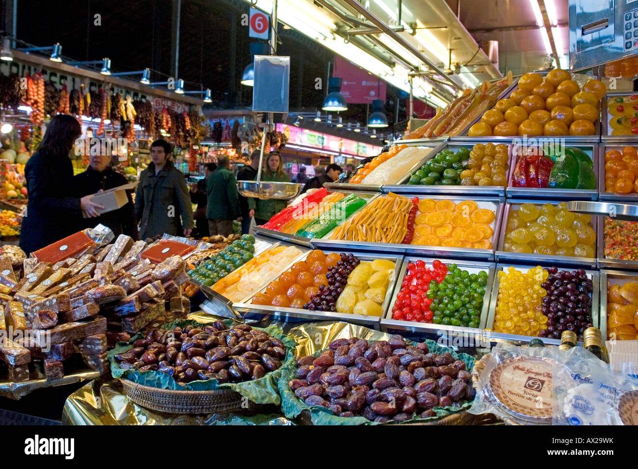 crystalised fruit food market Barcelona Spain Stock Photo Alamy