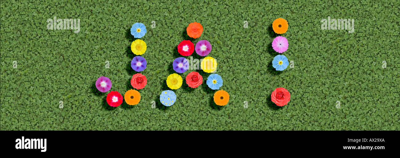 Saying Yes In German Written With Different Colourful Flowers Stock saying-yes-in-german-written-with-different-colourful-flowers-stock