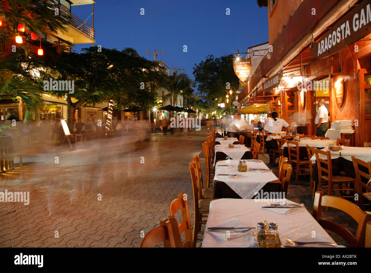 Restaurant on 5th Avenue at Night Playa del Carmen Riviera