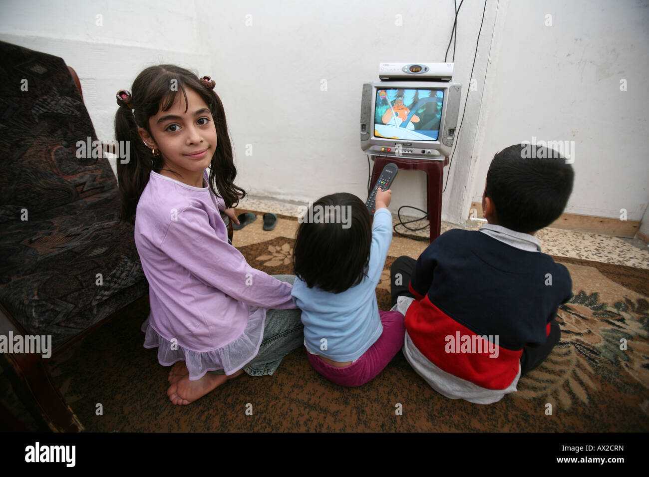 Children from an Iraqi family that has moved to Amman Many Iraqi refugees have settled in Amman Jordan Stock Photo