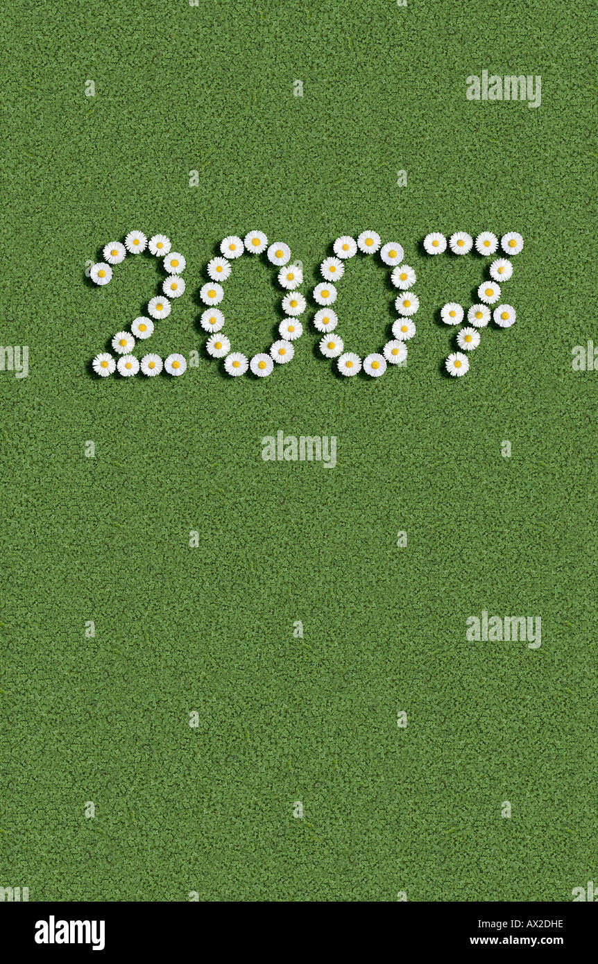 year 2007 written with flowers Stock Photo