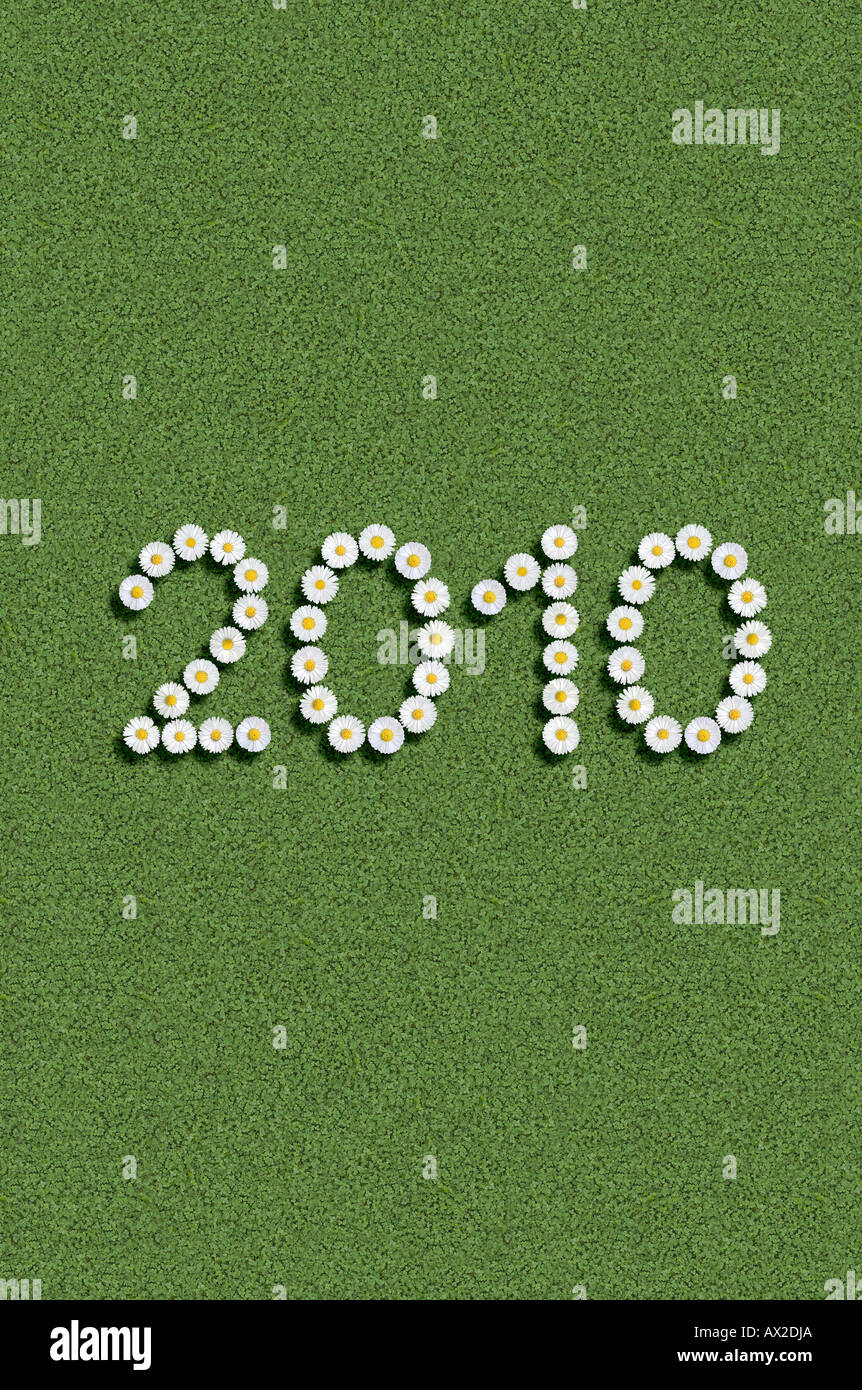 year 2010 written with flowers Stock Photo