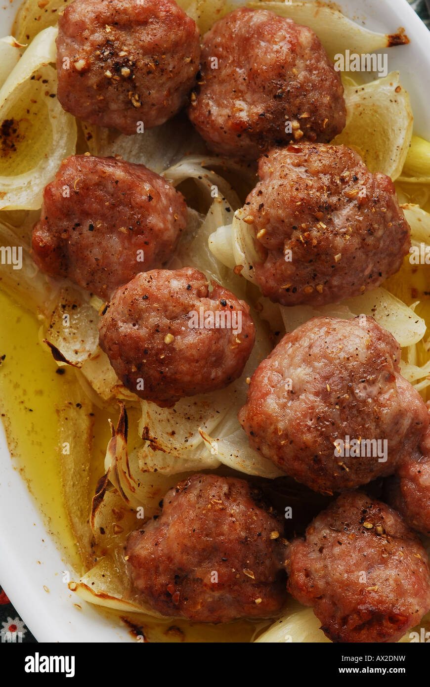 Meatballs with onions - Italian kitchen - Tuscany Stock Photo