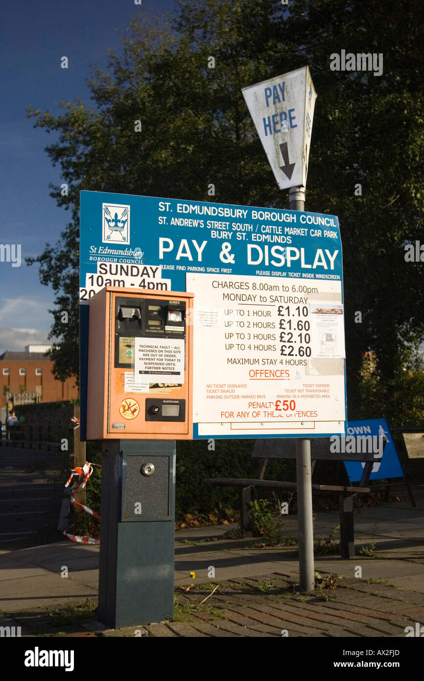 carpark ticket machine in Bury St Emunds, Suffolk, UK Stock Photo