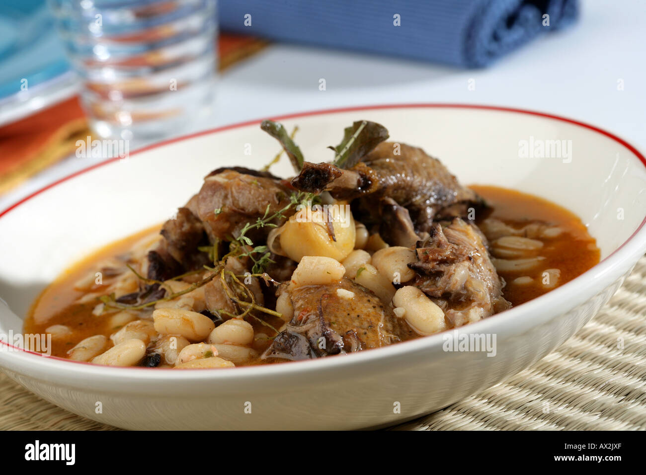 White kidney beans with duck and pork ribs Stock Photo