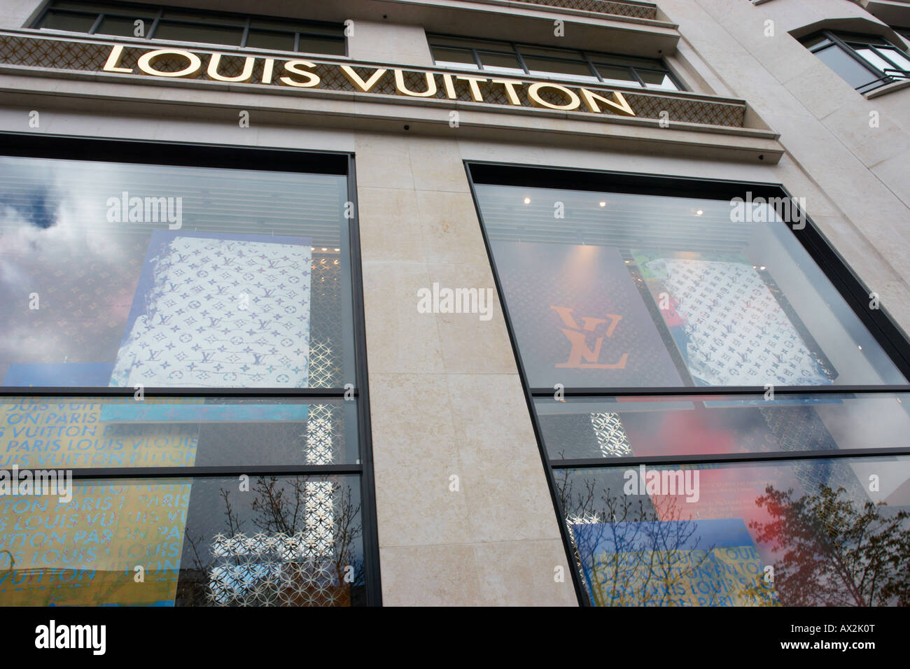 Louis Vuitton Luxury Store, Paris, France Establishing Shot Stock