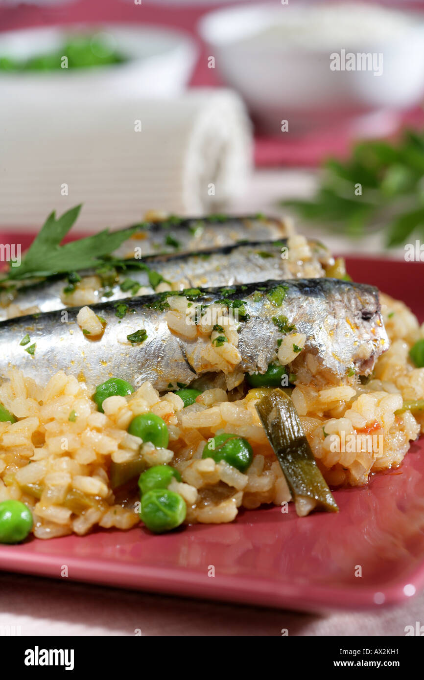 Rice with sardines Stock Photo Alamy