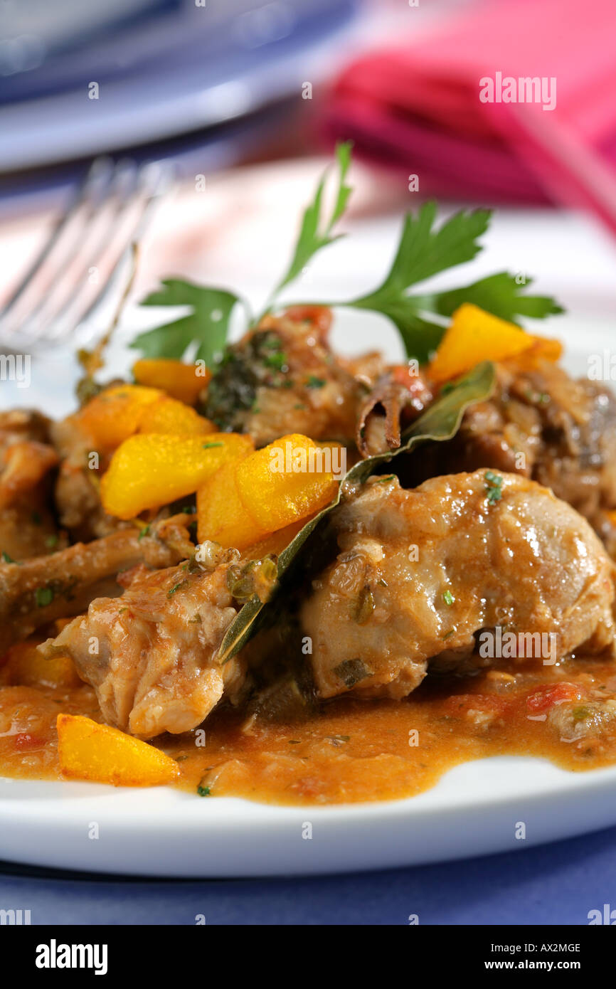 Rabbit with sweet potatoes Stock Photo Alamy