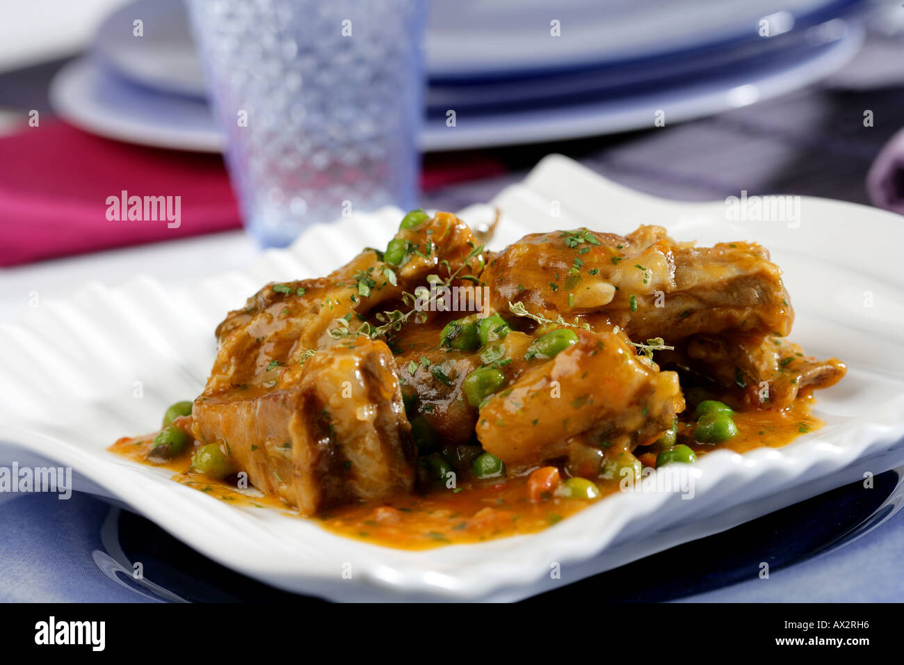 Lamb stewed with peans and thyme Stock Photo Alamy