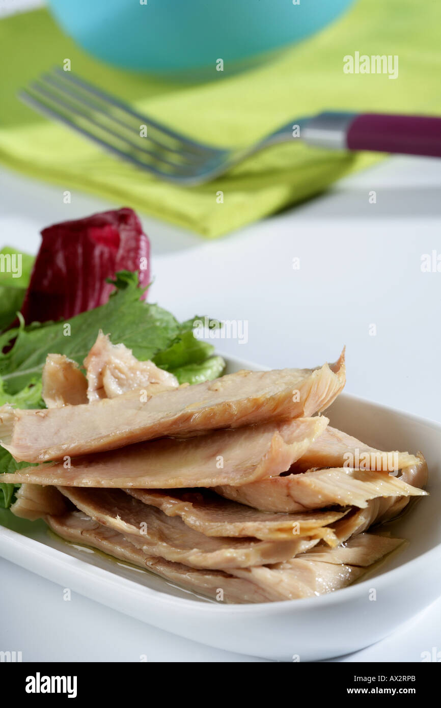 Tuna belly with salad Stock Photo Alamy