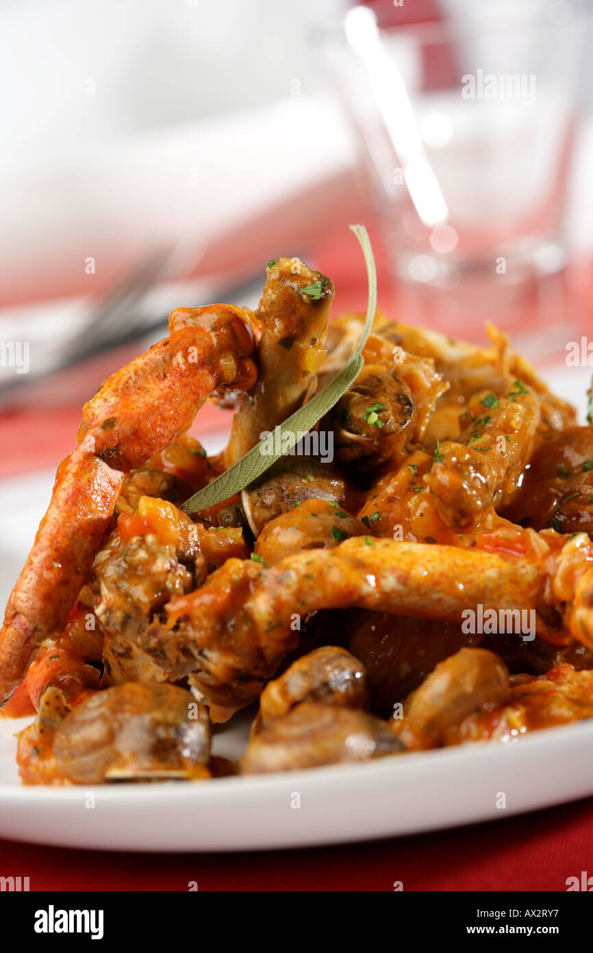 Spider crab with rabbit and snails Stock Photo - Alamy