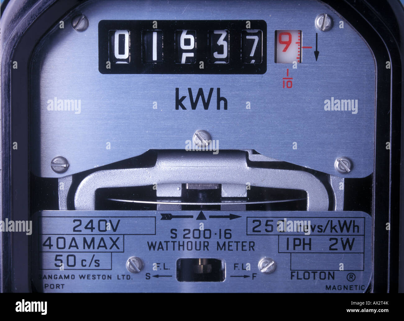 A digital kilowatt hour meter Stock Photo