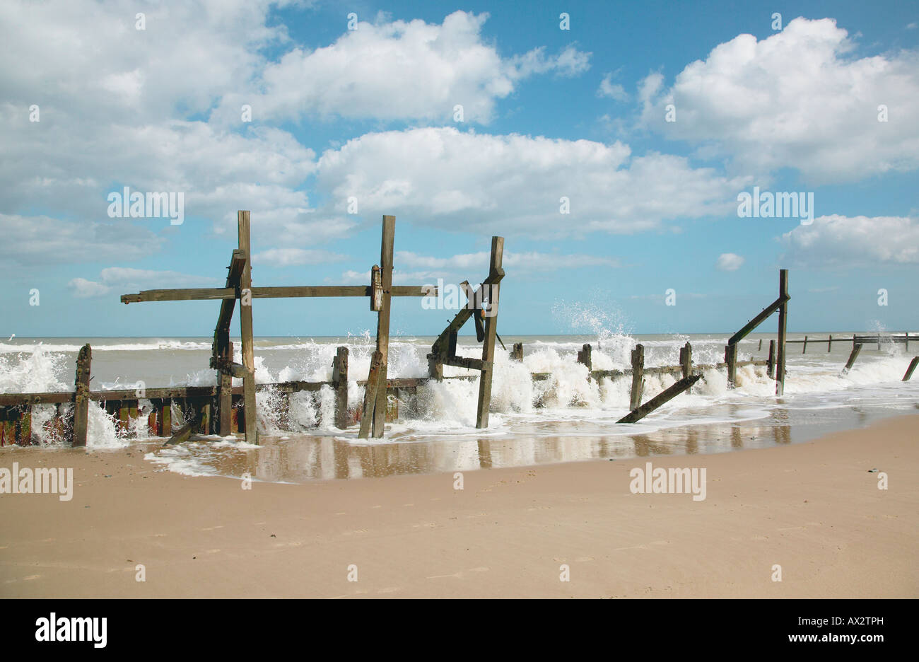 Remains of Sea Defences at Happisburgh Norfolk UK Stock Photo - Alamy