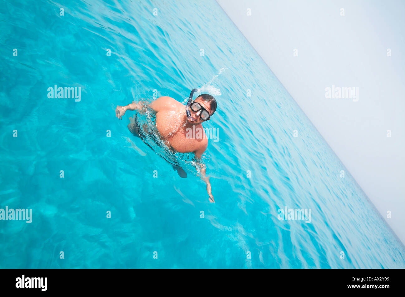 man snorkeling in mediterran Sea Stock Photo
