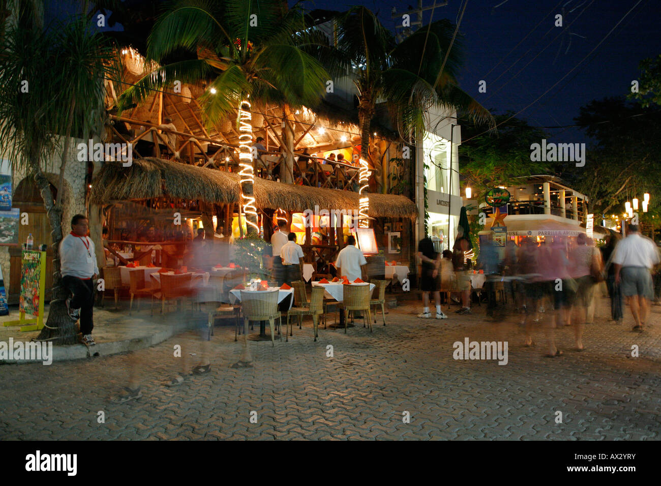 Restaurant on 5th Avenue at Night Playa del Carmen Riviera Maya Yucatan  Peninsula Quintana Roo Mexico Stock Photo - Alamy