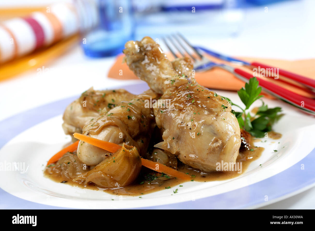 Chicken thighs with balsamic vinegar Stock Photo Alamy