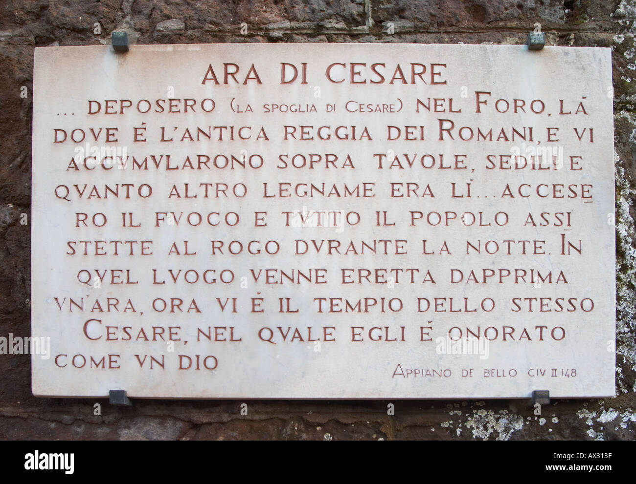 Plaque for the Ara di Cesare Foro Romano The Roman Forum Rome Stock Photo -  Alamy