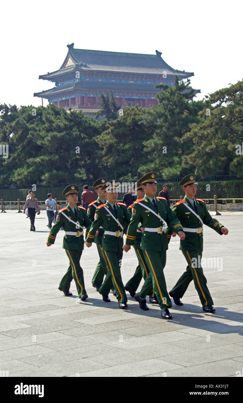 Red Guard marching into Tiananmen Square Stock Photo Alamy
