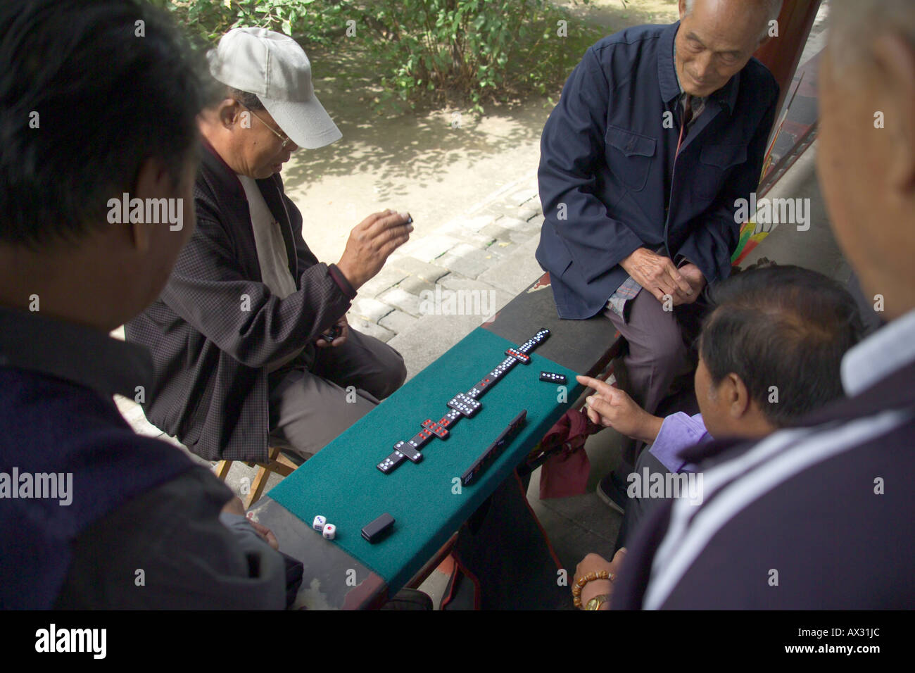 playing dominoes in China Stock Photo
