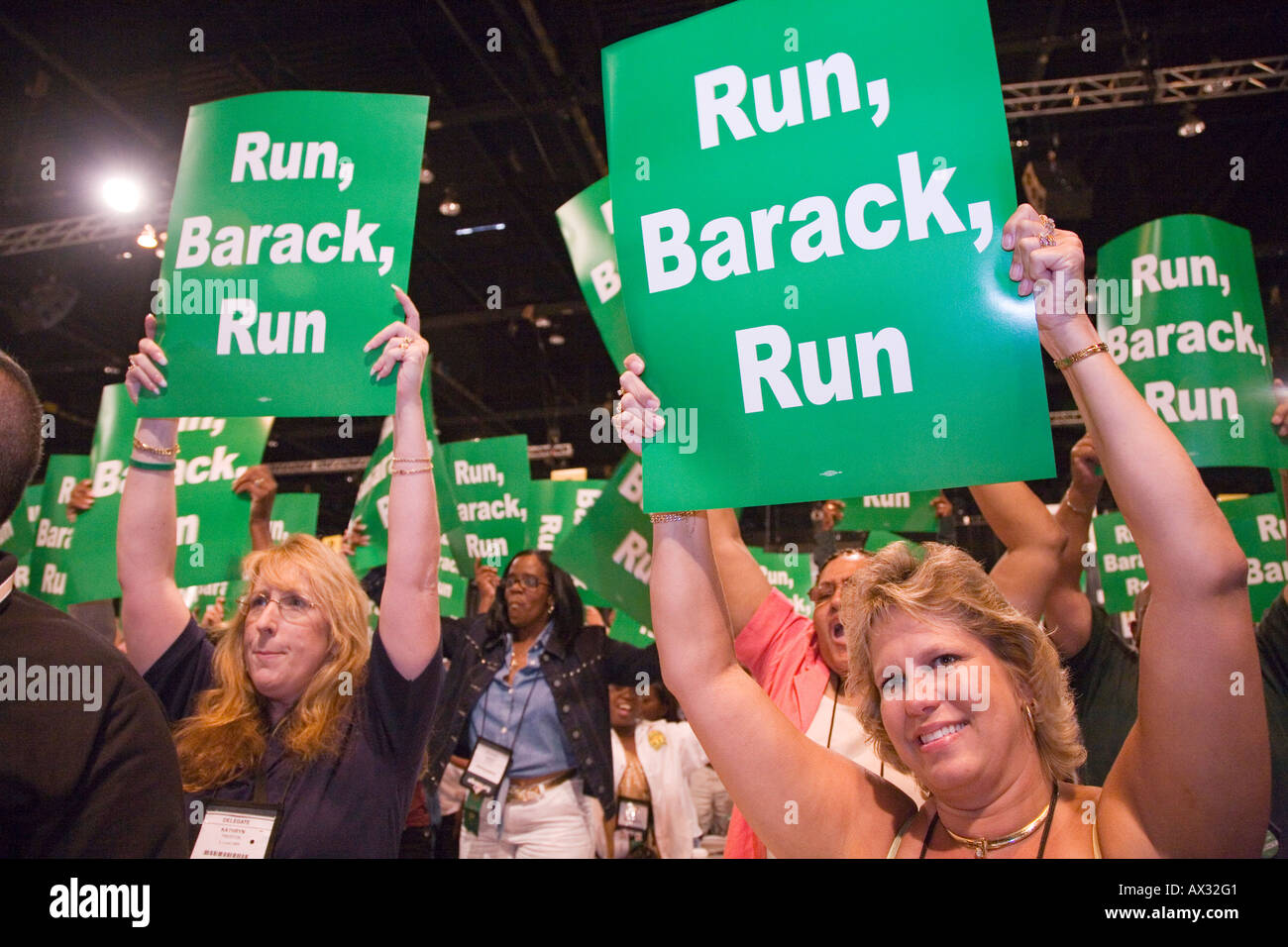Union Members Urge Barack Obama To Run for President Stock Photo