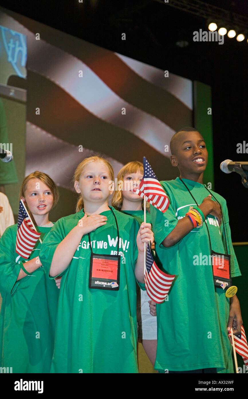 Children Say Pledge of Allegiance Stock Photo