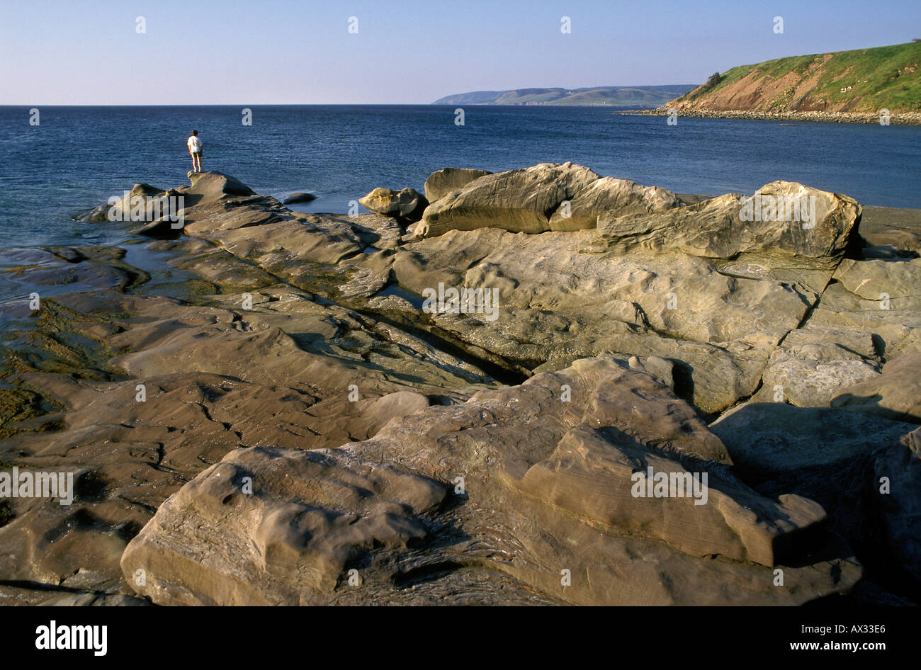 Weathered Sandstone, Coastline near Mabou, Northern Nova Scotia, Canada Stock Photo