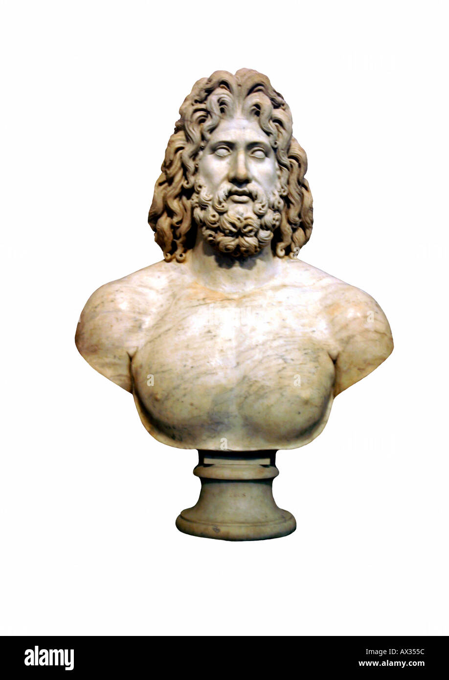 Marble Bust of Zeus Stock Photo
