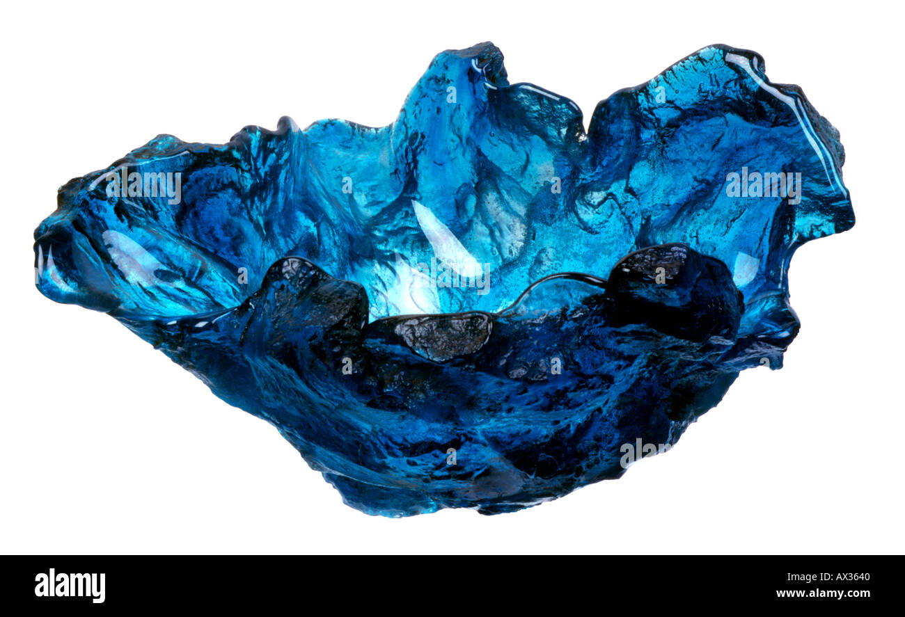 blue glass fruit bowl Stock Photo Alamy