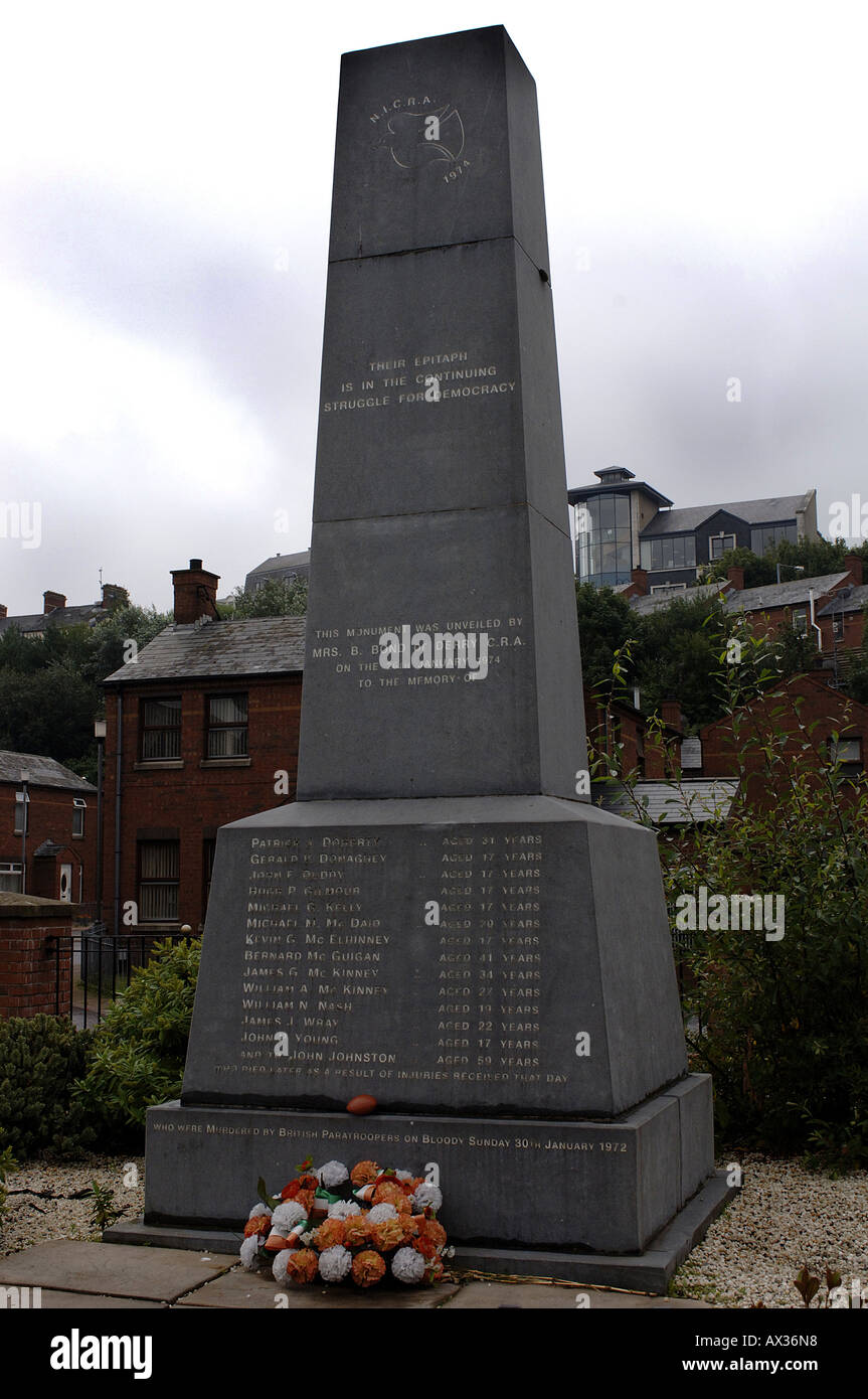 Monument to the Bloody Sunday riots in Derry Northern Ireland 19 08 06 ...