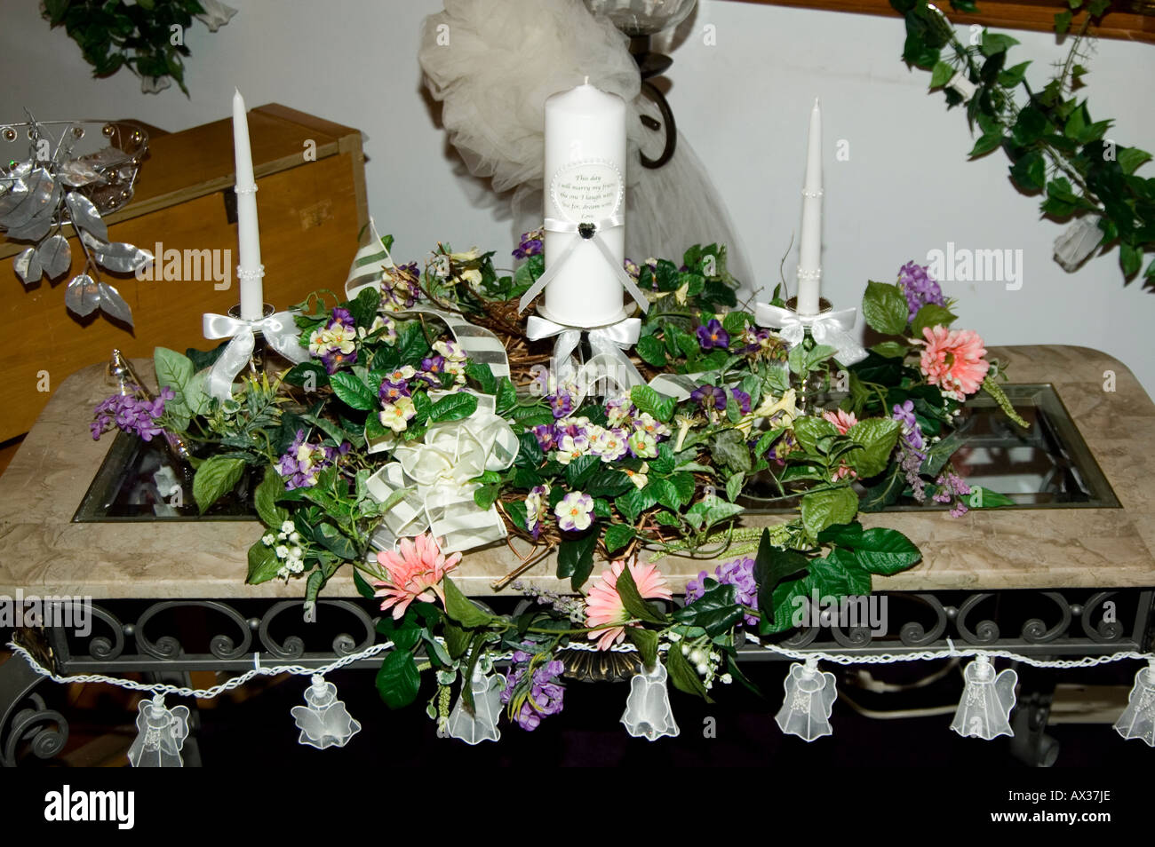wedding unity candle setup Stock Photo Alamy