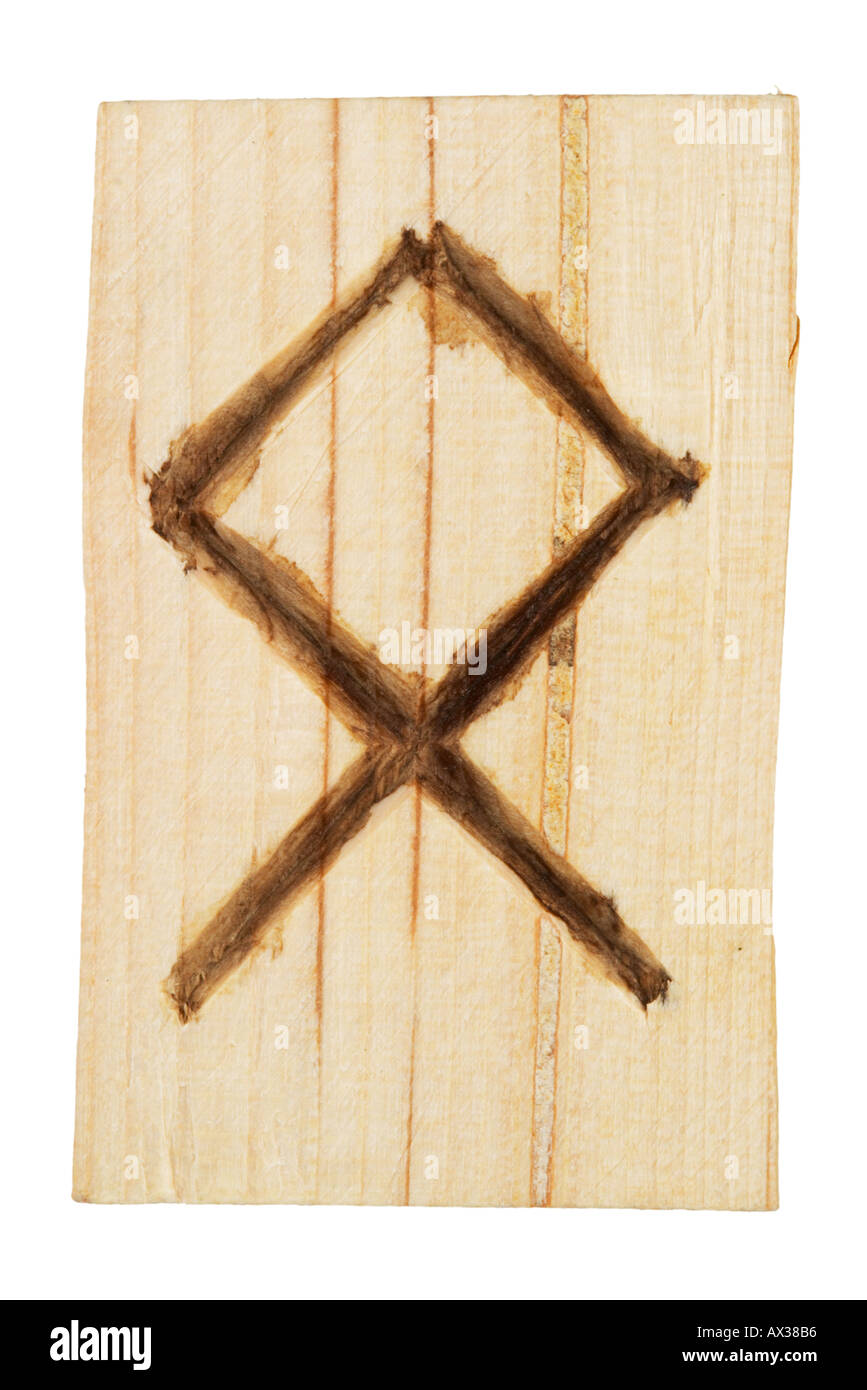 Proper rune stave othila made from traditional Mountain Ash Rowan and  stained with blood Stock Photo - Alamy